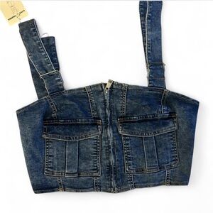 Denim Crop Top with Pockets
